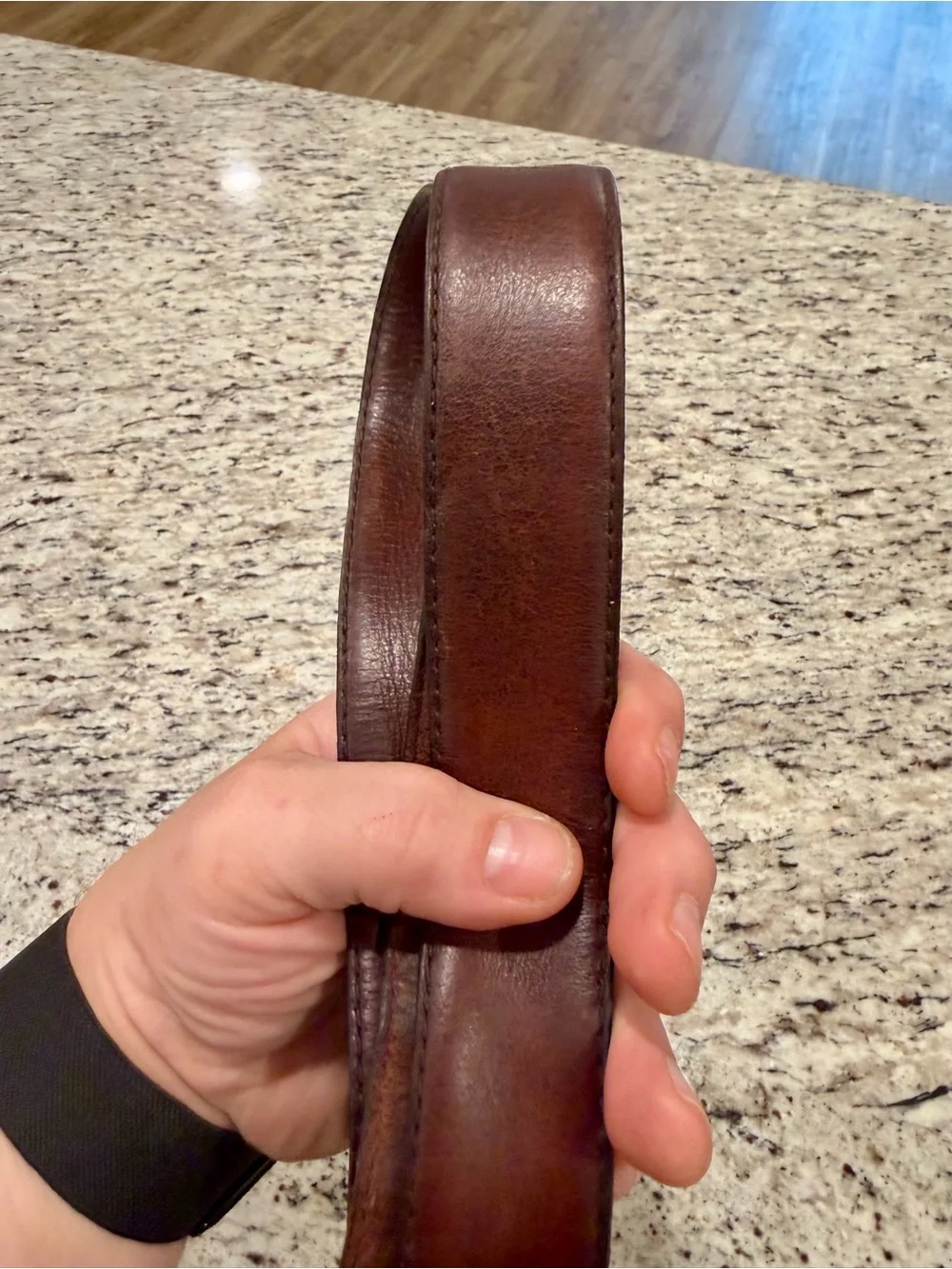 Vintage Columbia Belt Mens 42 Brown Genuine Leather Solid Brass Buckle 1.5”